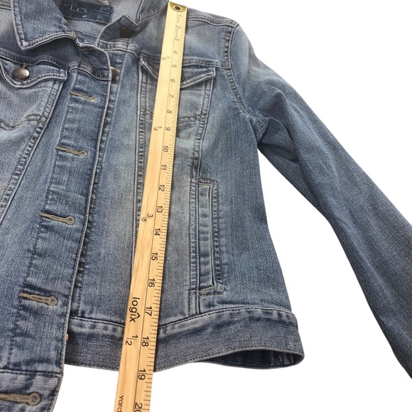 Loft Sz SP Denim Jacket Trucker Short/Crop Medium Wash Casual Classic Boho Chic - Picture 6 of 10